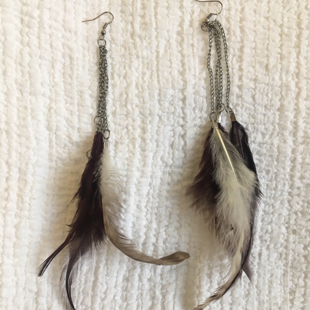 Large feather earrings